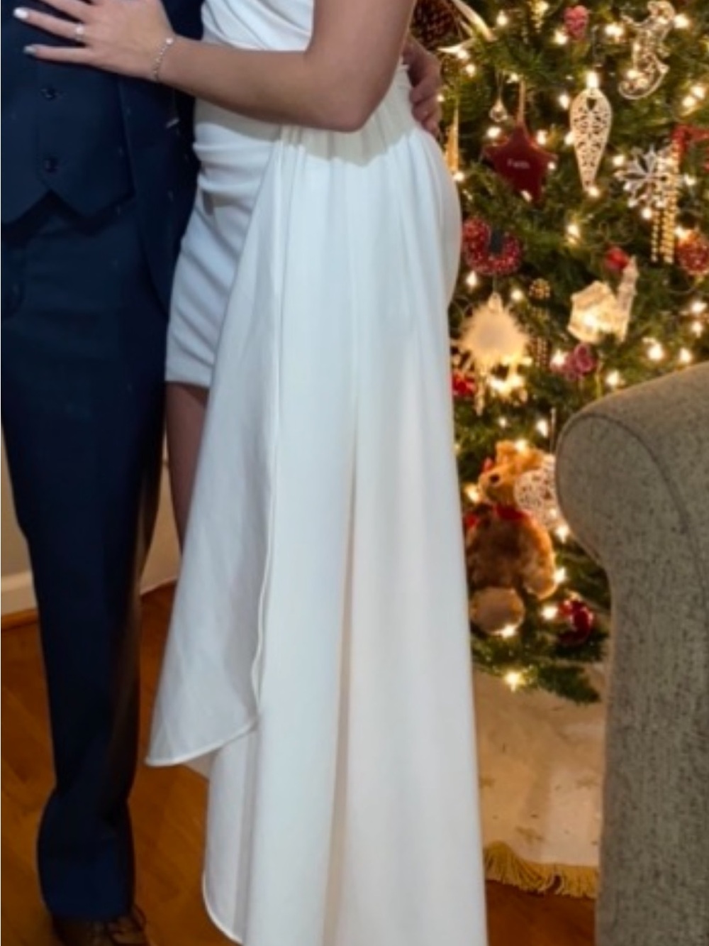 Windsor White High-Low One-Shoulder Dress
